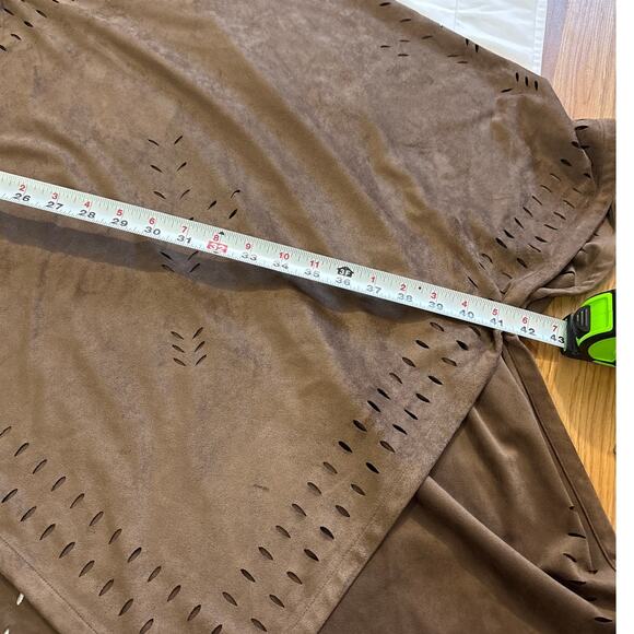 Soft Surroundings Faux Suede Snap Front Poncho One Size Shawl Western Cowgirl - Picture 8 of 9